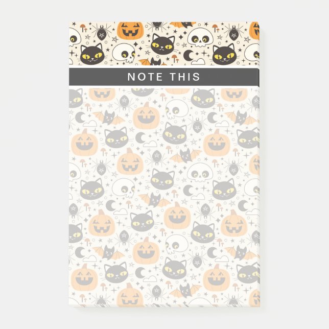 Cute Retro Halloween Pattern Post-it Notes (Front)