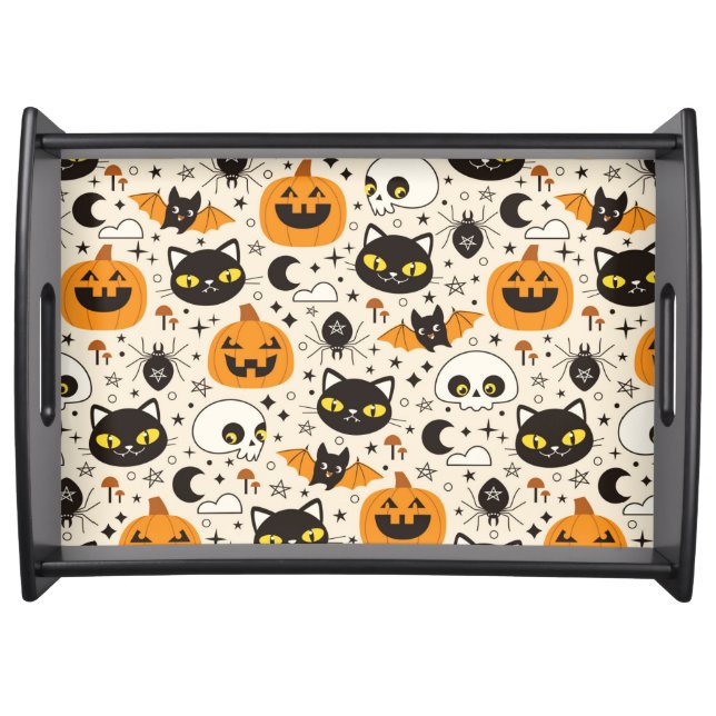 Cute Retro Halloween Pattern Serving Tray (Front)