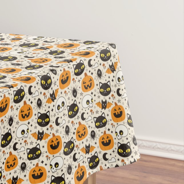 Cute Retro Halloween Pattern Tablecloth (In Situ)