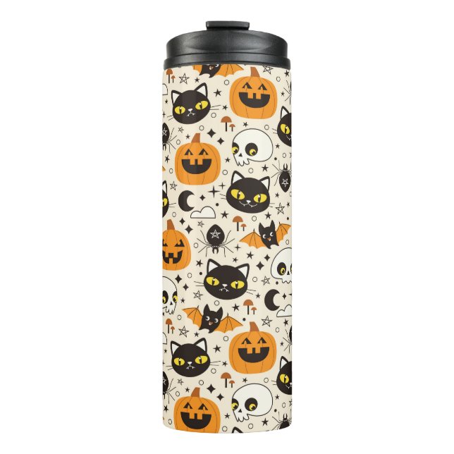Cute Retro Halloween Pattern Thermal Tumbler (Front)