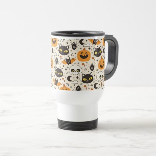 Cute Retro Halloween Pattern Travel Mug