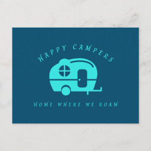 Cute Retro Happy Campers Home Where We Roam Postcard