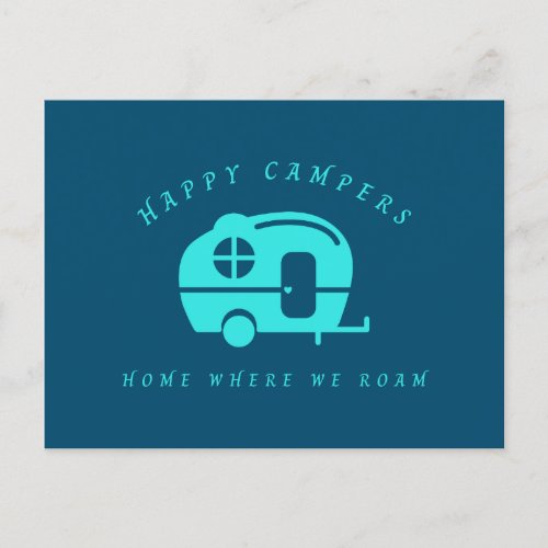 Cute Retro Happy Campers Home Where We Roam Postcard