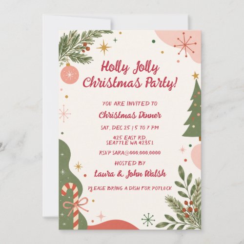 Cute Retro Holiday Christmas Party Invitation