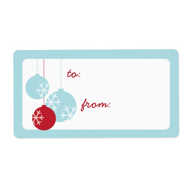 Cute Retro Holiday Ornaments Label (Front)