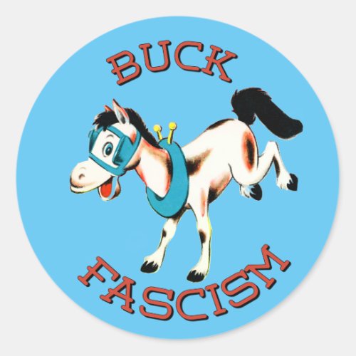Cute Retro Horse _ Buck Fascism Classic Round Sticker