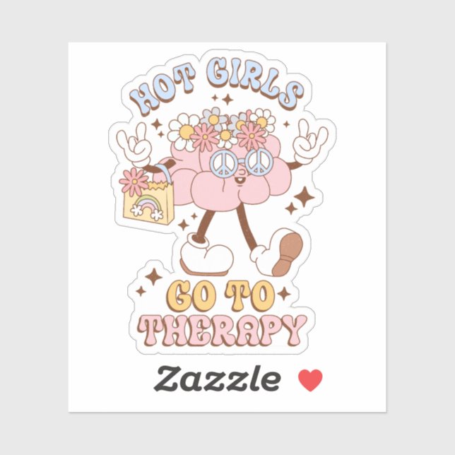 Cute Retro Hot Girls Go To Therapy Vinyl Sticker (Sheet)