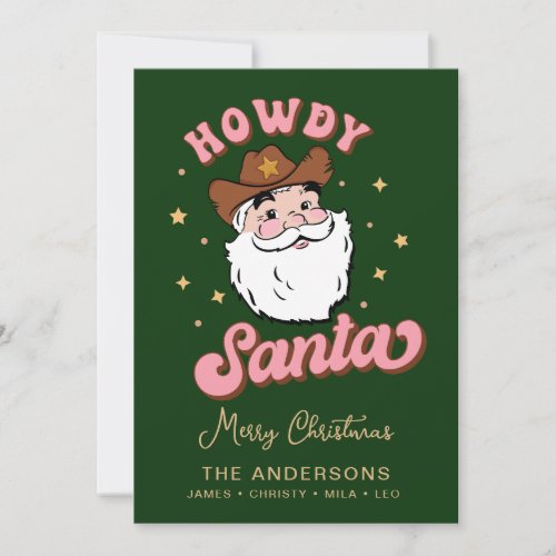 Cute Retro Howdy Santa Cowboy Texas Christmas Invi Invitation