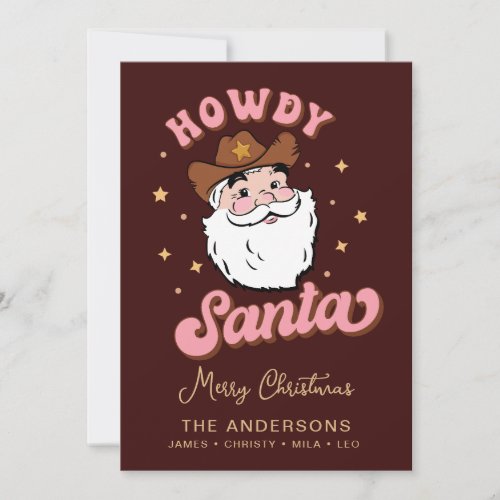 Cute Retro Howdy Santa Cowboy Texas Christmas Invi Invitation