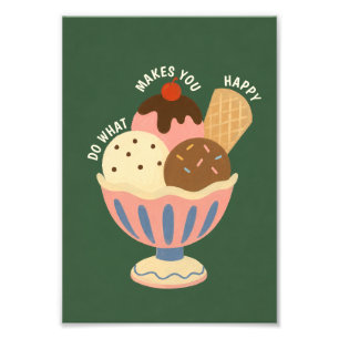 Cute Retro Ice Cream Sundae Photo Enlargement Print