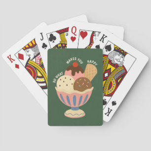 Cute Retro Ice Cream Sundae Playing Cards