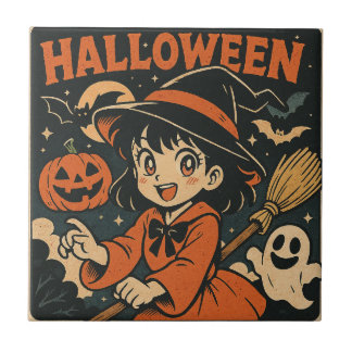Cute retro Japanese cartoon Halloween Ceramic Tile
