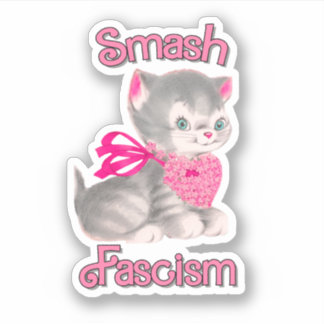 Cute Retro Kitten - Smash Fascism Sticker