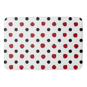 Cute retro ladybug pattern bath mat