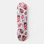 Cute Retro Ladybug  Pattern Design Skateboard at Zazzle