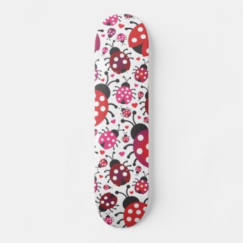 Cute Retro Ladybug  Pattern Design Skateboard by designalicious at Zazzle