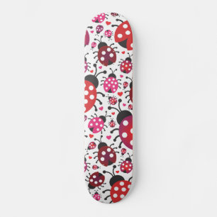 Cute retro ladybug pattern design skateboard deck
