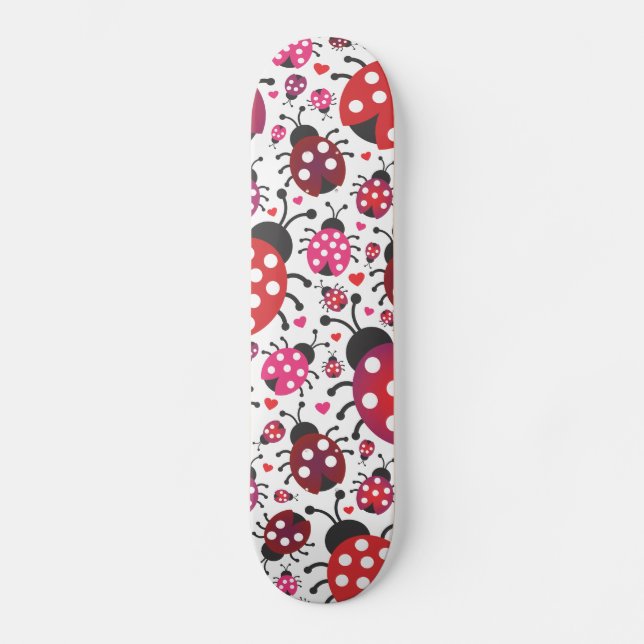 Cute retro ladybug  pattern design skateboard deck (Front)