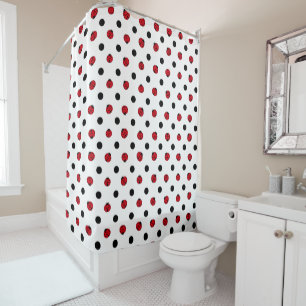 Cute retro ladybug pattern shower curtain