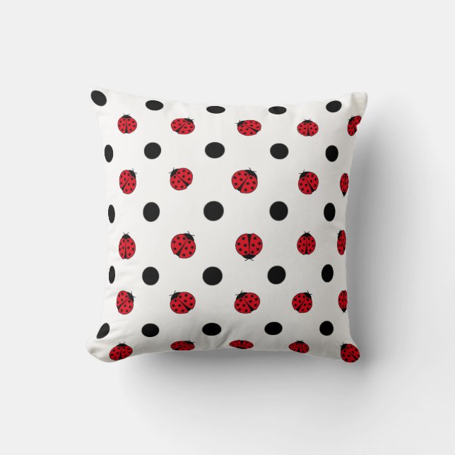 Cute retro ladybug pattern  throw pillow (Front)