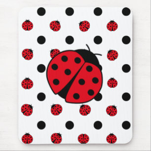 Cute retro Ladybugs and polka dots Mouse Pad