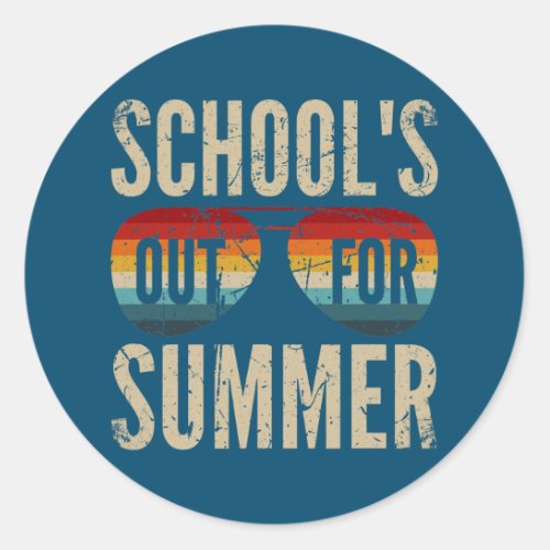 Cute Retro Last Day Of School Schools Out For Classic Round Sticker