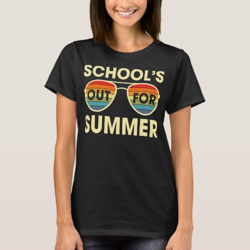 Cute Retro Last Day Of School Schools Out For T_Shirt