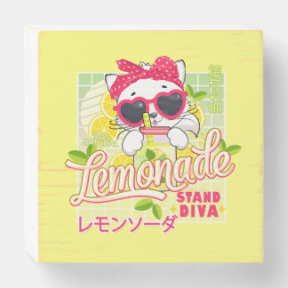 Cute Retro Lemonade Stand Diva Anime Cat Wooden Box Sign