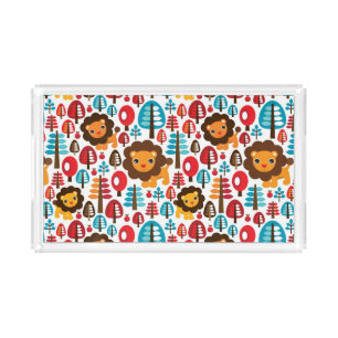 cute retro Lion kids illustration Acrylic Tray