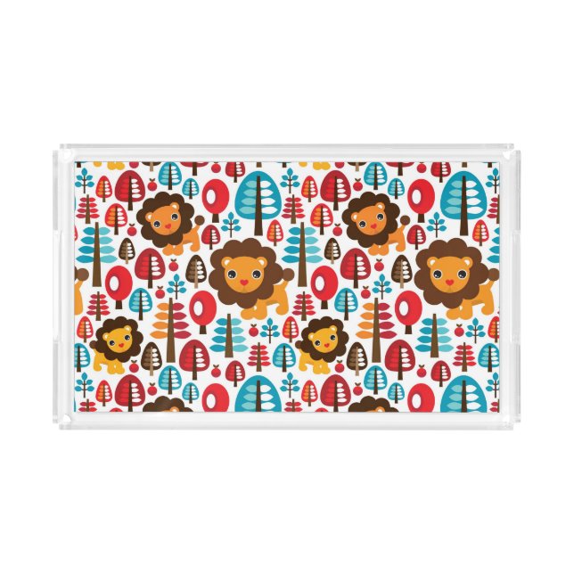 cute retro Lion kids illustration Acrylic Tray (Front)