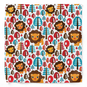cute retro Lion kids illustration Bandana