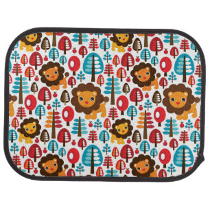 cute retro Lion kids illustration Car Floor Mat