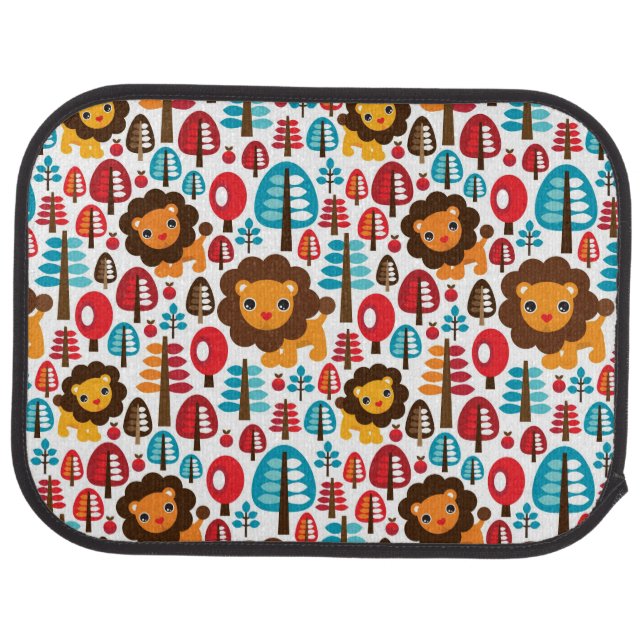 cute retro Lion kids illustration Car Floor Mat (Rear)