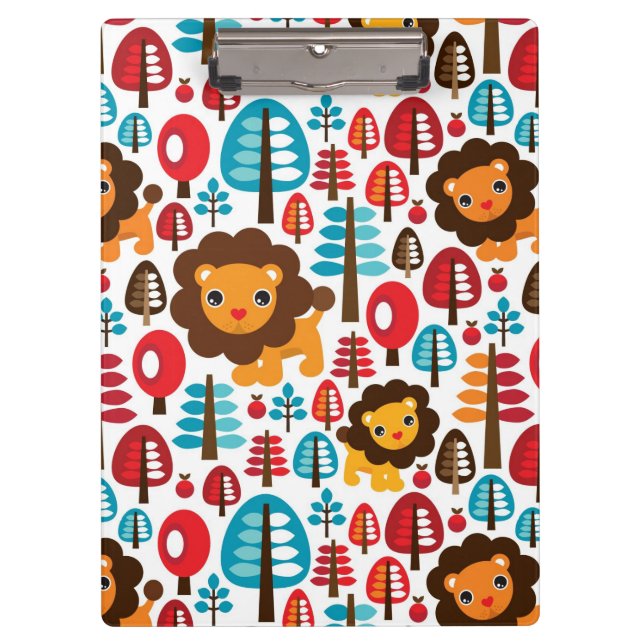 cute retro Lion kids illustration Clipboard (Front)