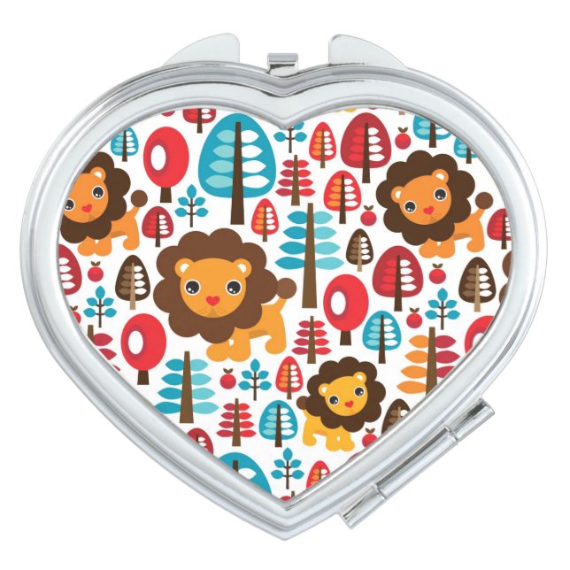 cute retro Lion kids illustration Compact Mirror (Front)