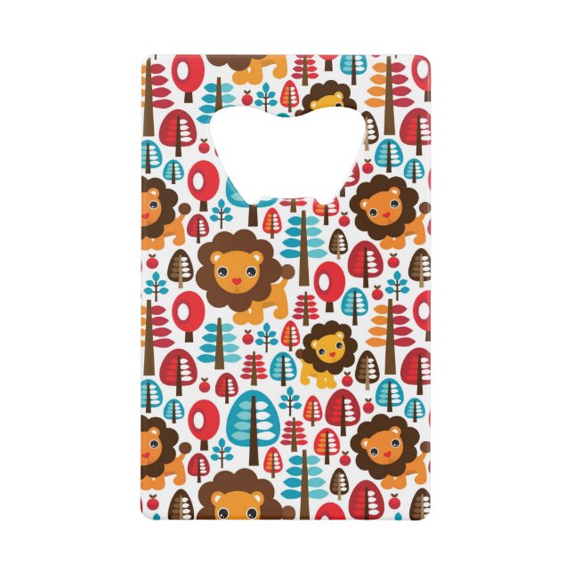 cute retro Lion kids illustration Credit Card Bottle Opener (Front)