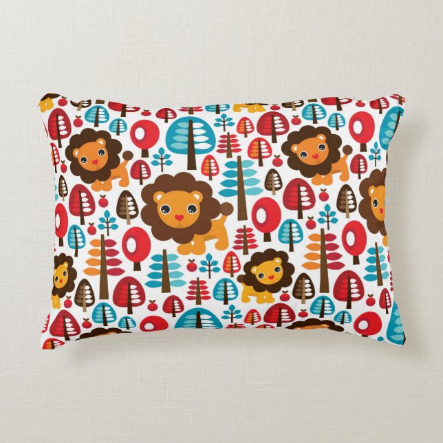 cute retro Lion kids illustration Decorative Pillow (Front)