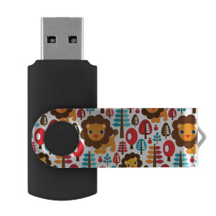 cute retro Lion kids illustration Flash Drive