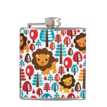 cute retro Lion kids illustration Hip Flask