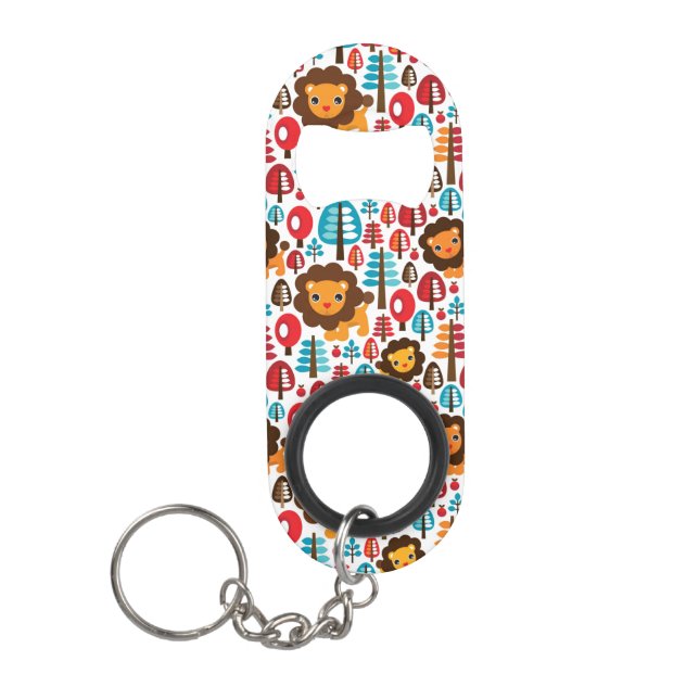 cute retro Lion kids illustration Keychain Bottle Opener (Front)