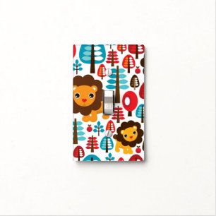 cute retro Lion kids illustration Light Switch Cover