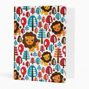 cute retro Lion kids illustration Mini Binder
