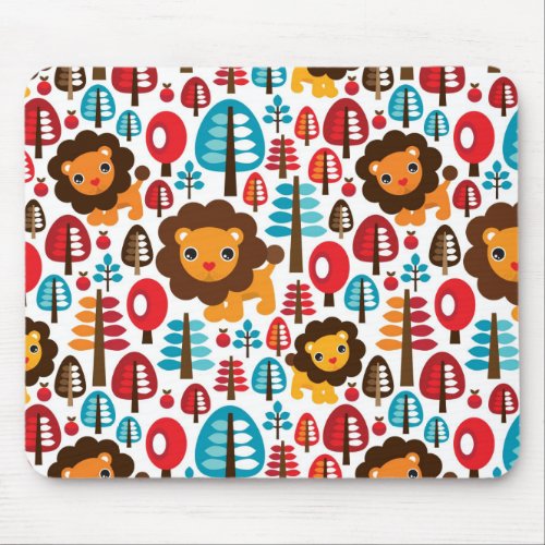 cute retro Lion kids illustration Mouse Pad