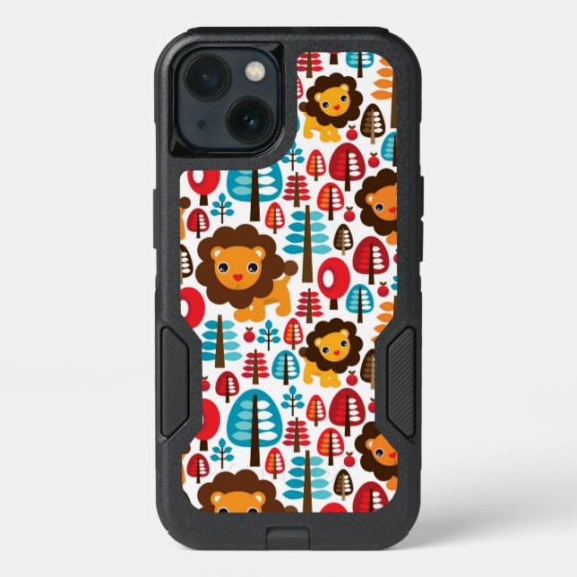 cute retro Lion kids illustration Otterbox iPhone Case (Back)