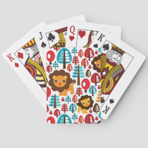 cute retro Lion kids illustration Poker Cards