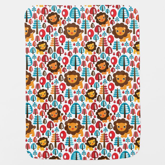 cute retro Lion kids illustration Receiving Blanket (Front)