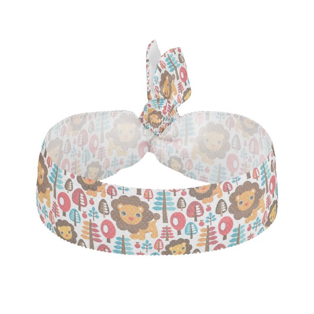 cute retro Lion kids illustration Ribbon Hair Tie (Front)