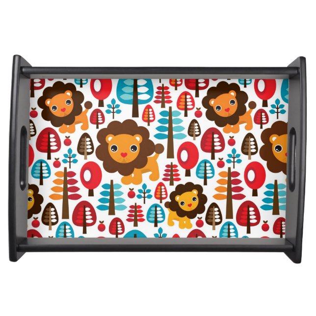 cute retro Lion kids illustration Serving Tray (Front)