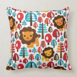 cute retro Lion kids illustration Throw Pillow