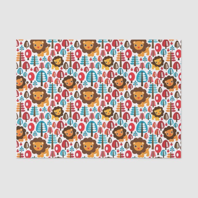 cute retro Lion kids illustration Tissue Paper (Front)